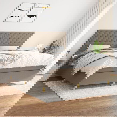  The Living Store Box spring postelja z vzmetnico taupe 160x200 cm blago - Box Spring Postelja, (21499390) Slike