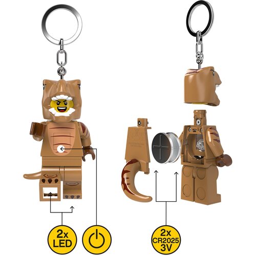 Lego Minifigure privezak za ključeve sa svetlom: Tip u kostimu ti-reksa Slike