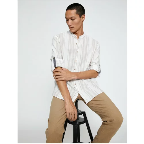 Koton Big Collar Shirt with Long Sleeves and Buttons