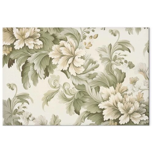  Slika - Retro Vintage Flowers in Delicate Cream and Green Colors 30x20 Akustična Slike