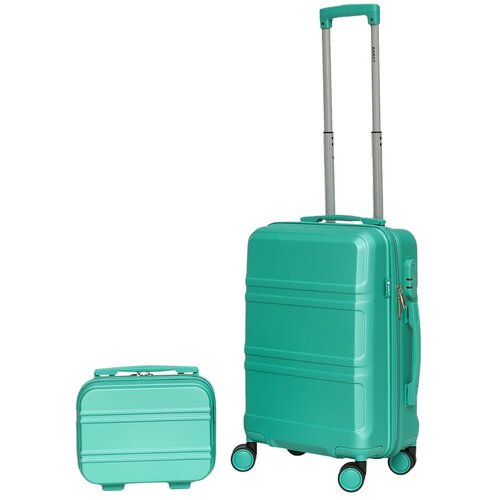 Shumee Set kabinski kovček + kozmetična torbica Barut, zelen, iz ABS, (21214319) Slike