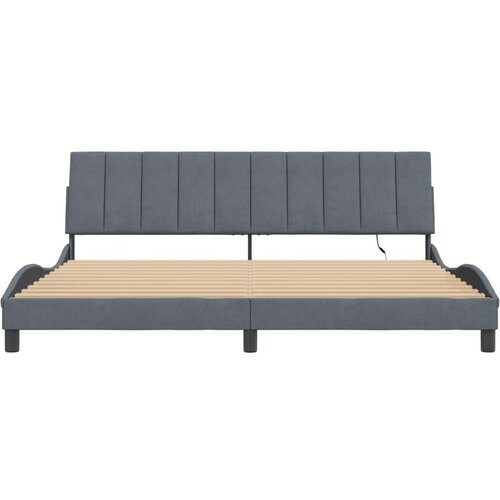  Okvir kreveta s LED svjetlima tamnosivi 200 x 200 cm bar&amp;scaron;unasti Slike