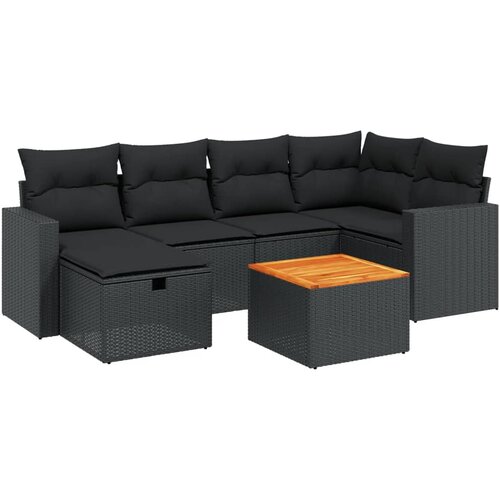  7-dijelni set vrtnih sofa od poliratana s jastucima crni Crna 65.5 x 62 x 69 cm Slike