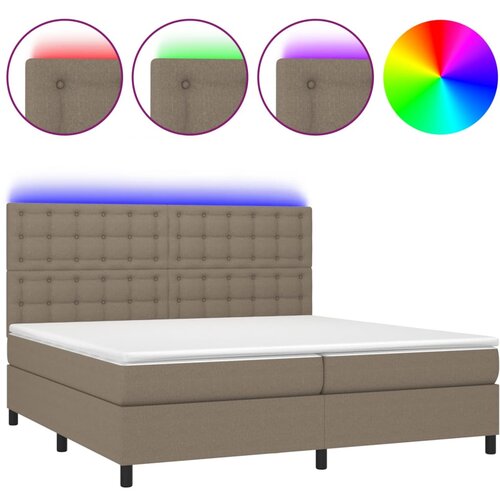 VidaXL Box spring postelja z vzmetnico LED taupe 200x200 cm blago, (20851586) Slike