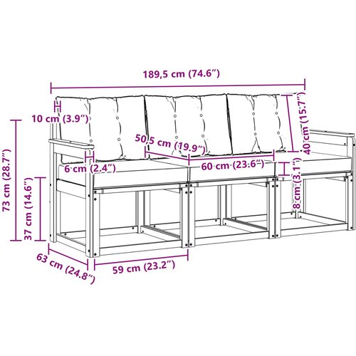  Set vanjskih sofa 3 kom. Prirodna i bež Slike