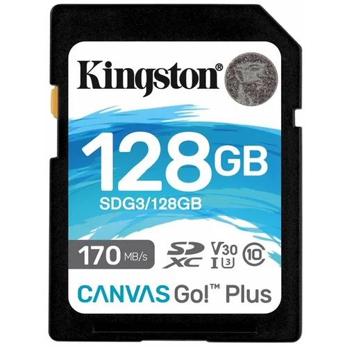 Kingston Spominska kartica Canvas GO Plus SDXC Class 10 UHS-I U3, 128 GB