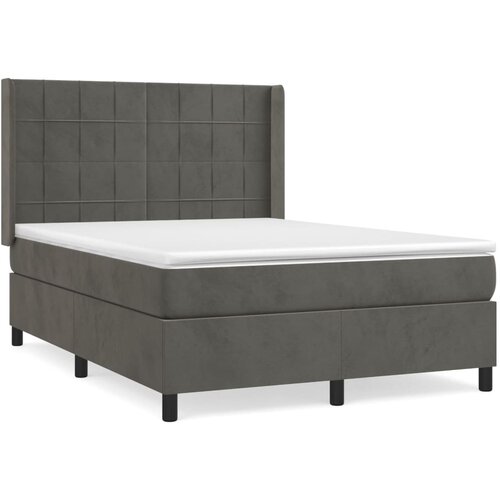 VidaXL Box spring posteljni z vzmetnico temno siv 140x190 cm žamet, (20739729) Slike