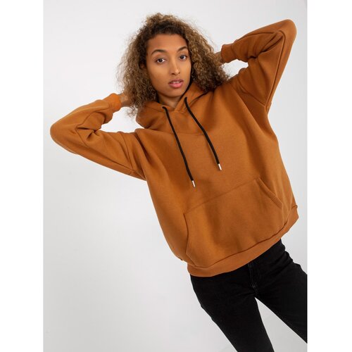 Fashion Hunters Light brown basic RUE PARIS kangaroo sweatshirt Slike