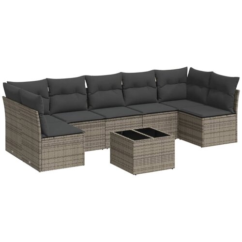  8-dijelni set vrtnih sofa od poliratana s jastucima sivi Slike