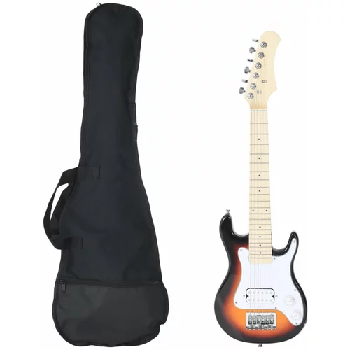 Električna gitara za djecu s torbom smeđe-bijele 3/4 30 "