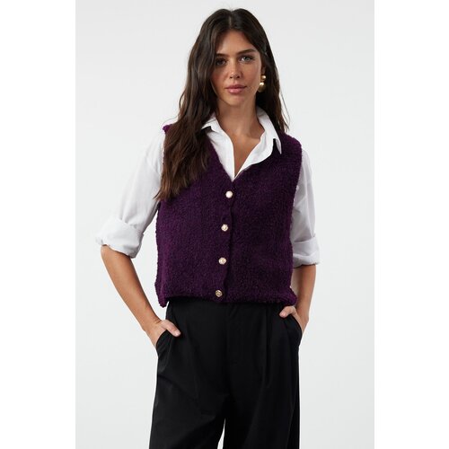 Trendyol plum regular boucle vest Slike