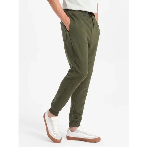 Ombre Men's ottoman fabric sweatpants - dark olive green