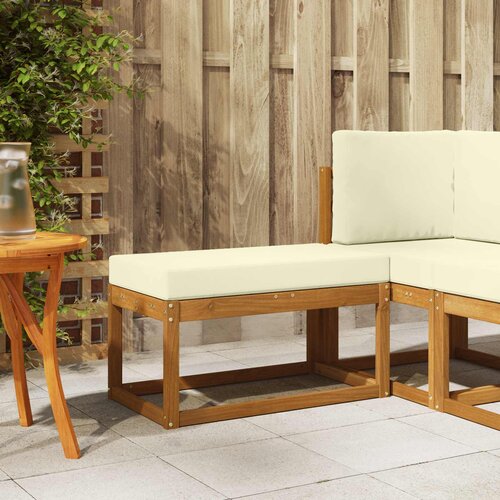  Vanjska klupa s jastukom Prirodna i krem 79 x 43 x 37 cm Cene