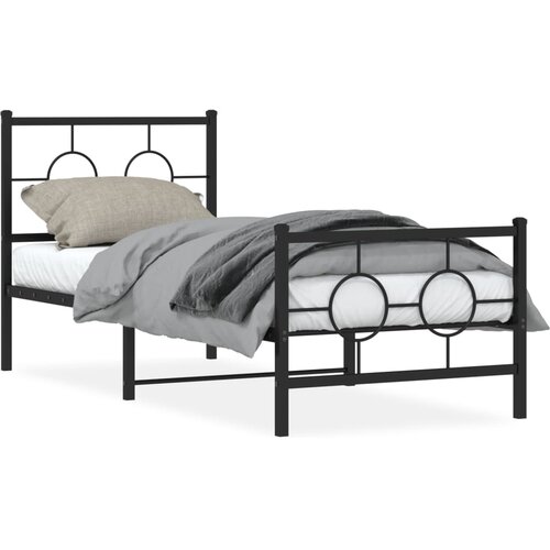 vidaXL Metalni okvir kreveta uzglavlje i podnožje crni 80x200 cm Cene