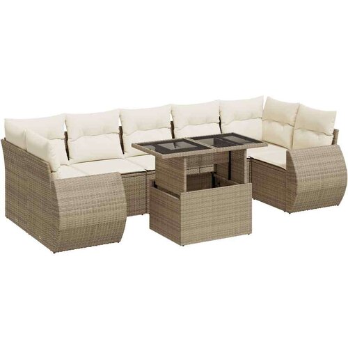VidaXL 8-dijelni set vrtnih sofa od poliratana s jastucima bež Slike