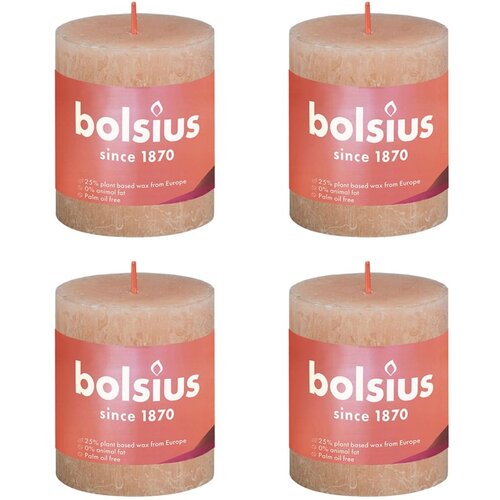 Bolsius rustične debele svijeće Shine 4 kom 80 x 68 mm mutno ružičaste Slike