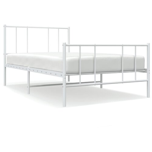Maison Chic Kovinski Posteljni okvir - Enojna postelja - Postelja za odrasle z vzglavjem in vznožjem bel 100x200 cm, (21696335) Slike