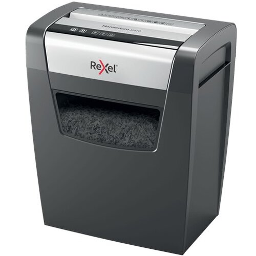 Rexel Momentum X410 paper shredder Particle-cut shredding Black, Grey Slike