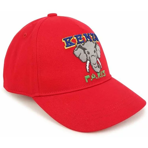 Kenzo Kids Otroška bombažna bejzbolska kapa rdeča barva