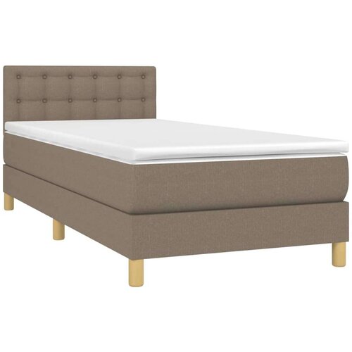  Krevet s oprugama i madracem smeđesivi 90x190 cm od tkanine Slike