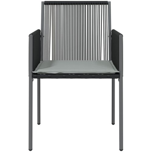  Vrtne stolice s jastucima 6 kom crne 54x60,5x83,5 cm poliratan Slike