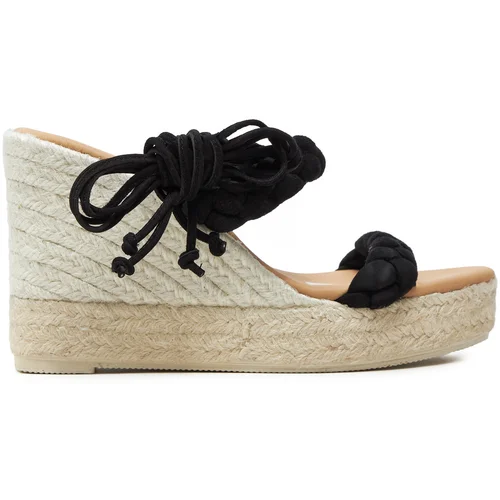 Manebi Espadrile Hamptons Two Braided Bands Wedge Espadrilles K 1.0 WE Črna