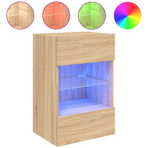  Zidni TV ormarić s LED svjetlima boja hrasta 40x30x60,5 cm Slike