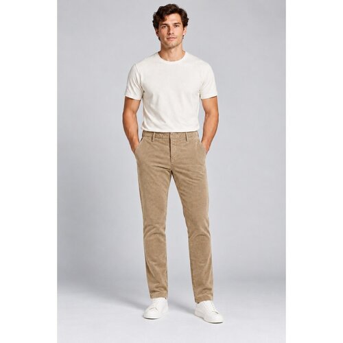 Bomboogie Hlače Chino Slim Weave Stretch Velve Bež Slike