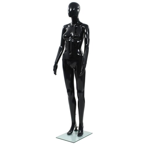 VidaXL Celotna ženska izložbena lutka s stekleno osnovo črna 175 cm Slike