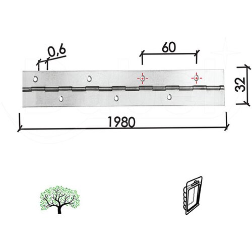 Dabel šarka klavir 9900 nikl 1980/32/0,6 mm bpdq Slike