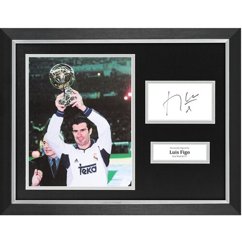  Luis figo signed 16"x12" framed photo display real madrid autograph memorabilia coa Cene