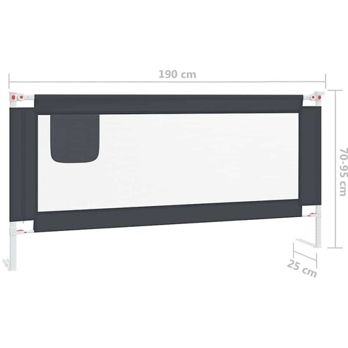 VidaXL Sigurnosna ograda za dječji krevet tamnosiva 190x25 cm tkanina Slike