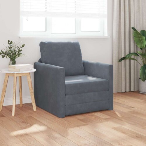 SOFA na podu Single Convertible Velur 74x77x81 cm Tamno siva Cijene