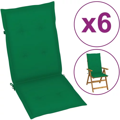 vidaXL jastuci za vrtne stolice 6 kom zeleni 120 x 50 x 3 cm