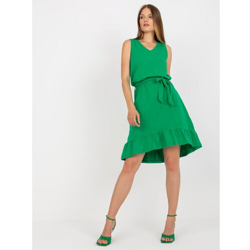 Fashion Hunters Basic green dress with binding RUE PARIS Slike