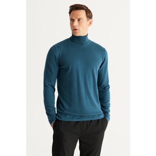 ALTINYILDIZ CLASSICS Men's Petrol Standard Fit Regular Fit Full Turtleneck Knitwear Sweater Cene