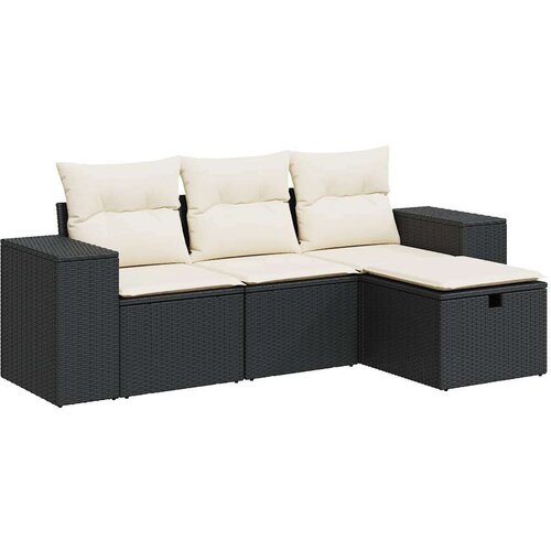 vidaXL 4-dijelni set vrtnih sofa od poliratana s jastucima crni Cijene