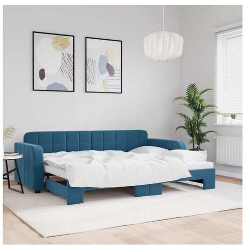 VidaXL Izvlečna dnevna postelja modra 80x200 cm žamet Slike