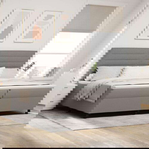  Taupe Boks Vzmetnica s Pokrovom 200x200 cm Tkanina, (22083242) Slike
