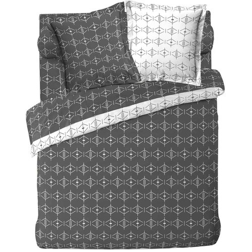 Douceur d intérieur Bijela/tamno siva pamučna posteljina za bračni krevet/za produženi krevet 240x220 cm Aristide – Cene