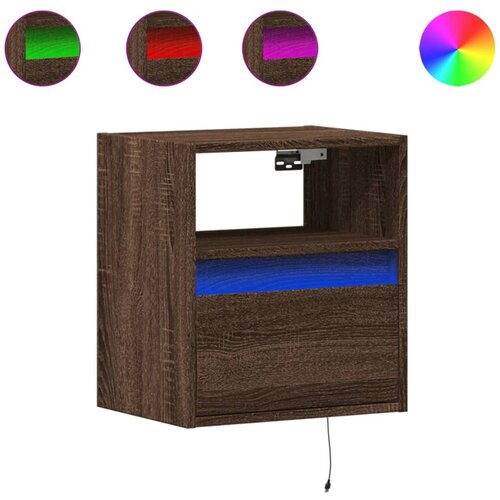 Maison Chic Stenska TV omarica - TV stojalo - Televizijska omarica z LED lučkami rjavi hrast 41x31x45 cm, (21699961) Slike