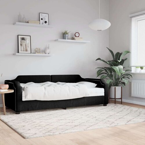  Dnevni krevet s madracem crni 80 x 200 cm od tkanine Cijene