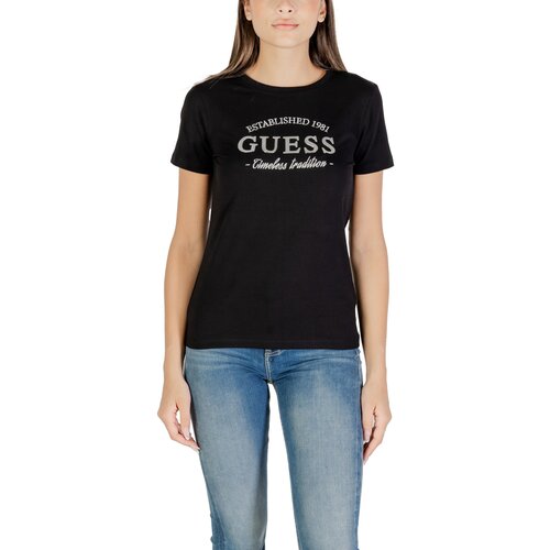 Guess Majice s kratkimi rokavi NINA SS CN T-SHIRT V5YI12 J1314 Črna Cene