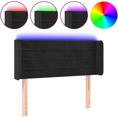 Maison Chic led posteljno vzglavje - vzglavna omarica - nočna omarica črno 103x16x78/88 cm žamet, (21709041) Slike