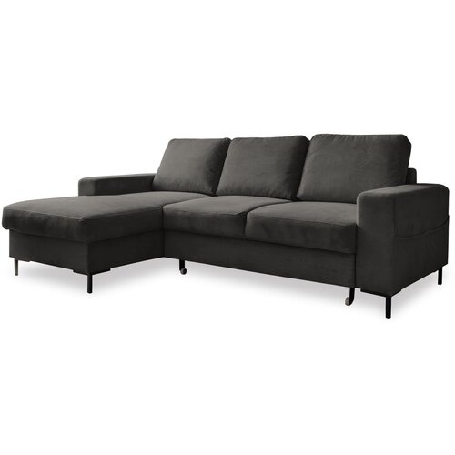 Miuform Tamno siva sklopiva kutna garnitura od samta (s lijevim kutom) Lofty Lilly &amp;ndash; Slike