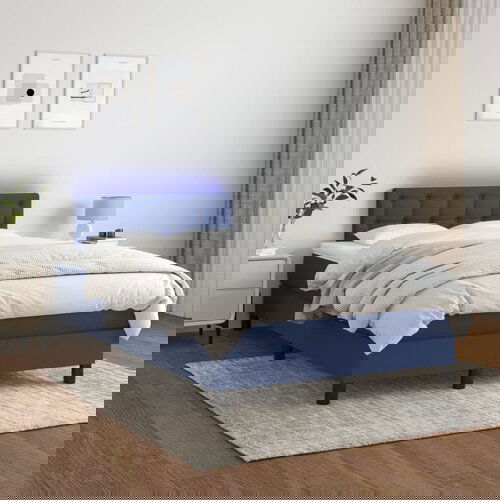 The Living Store Box spring postelja z vzmetnico LED modra 120x200 cm blago - Box Spring Postelja, (21517594) Slike