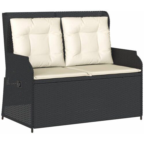  3-dijelna vrtna garnitura od poliratana s jastucima crna 110 x 110 x 40/71 cm Slike