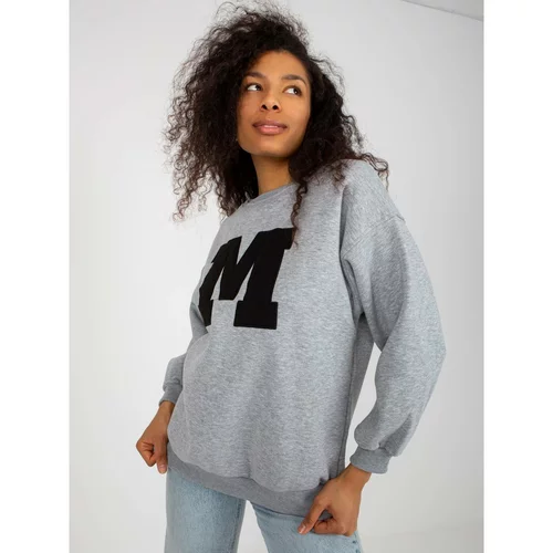 Fashion Hunters Gray sweatshirt without a hood with a patch