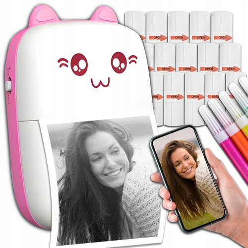  21u1 mini prijenosni set baterija. foto termalni bluetooth printer ružičasti Cijene