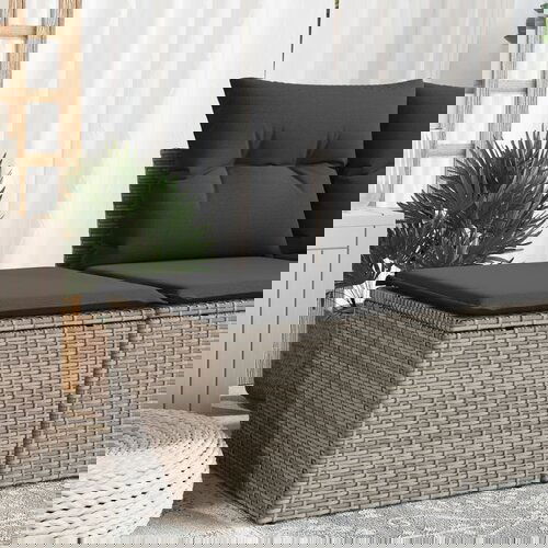 vidaXL Vrtni tabure s jastukom sivi 55 x 55 x 37 cm od poliratana Cijene